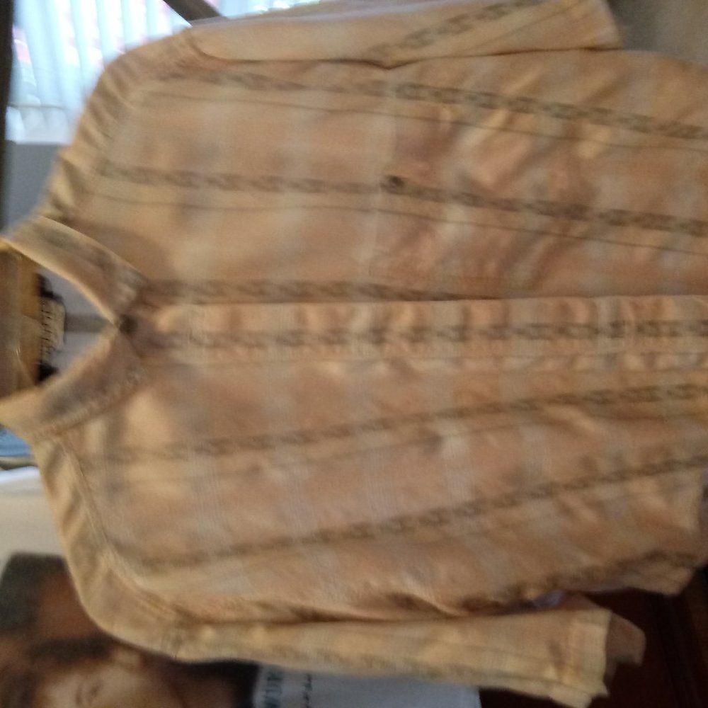 Multi-colored, button down, short sleeve shirt